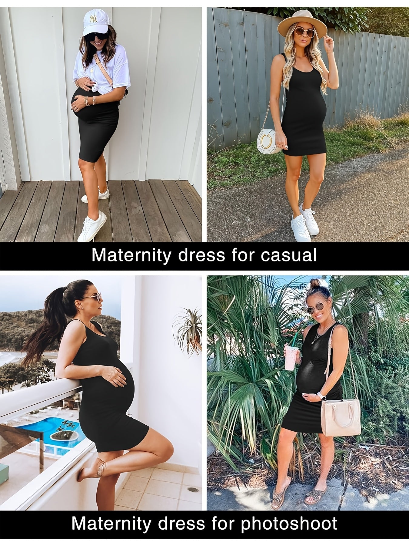 Women's Maternity Dresses for Daily Baby Shower Photography Short Sleeve Sleeveless Tank Dresses Side Ruching
