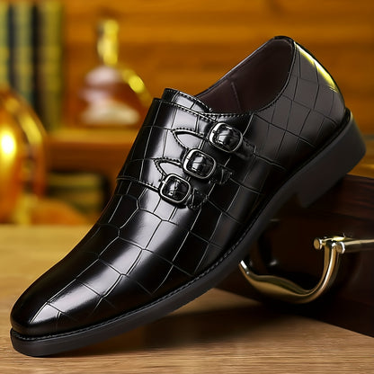Men's Stone Textured Monk Shoes - Fashion And Elegance