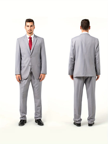 Men's Solid Color Complete 3pcs Suit Set Slim Fit Modern Tailored for Weddings Business Graduation Father's Day Gifting Express Delivery