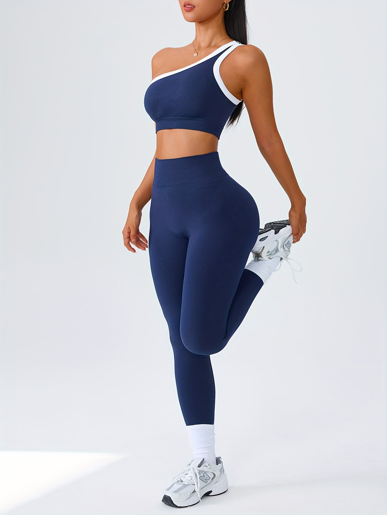 Women's Navy Blue Color High-Waist Leggings - product view 12