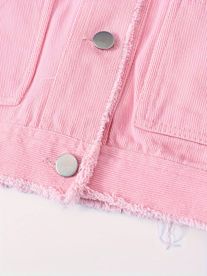 Women's Candy Color Sleeveless Denim Vest Button Jean Waistcoat Collarless Jacket Tassel Design Vest for Women