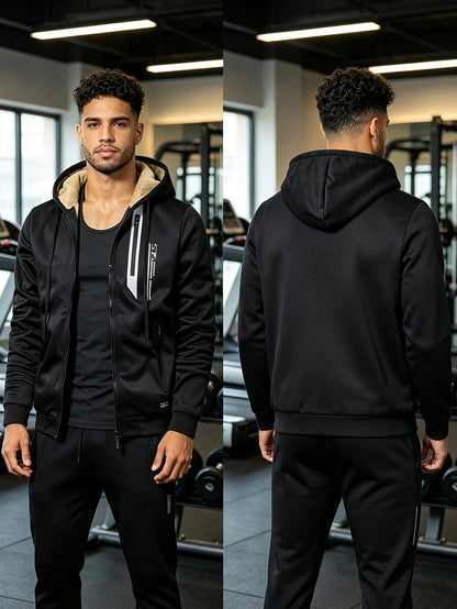 Men's Winter -Lined Thick Warm Hoodie Jacket, Athletic Zip-Up Sweatshirt with Pockets