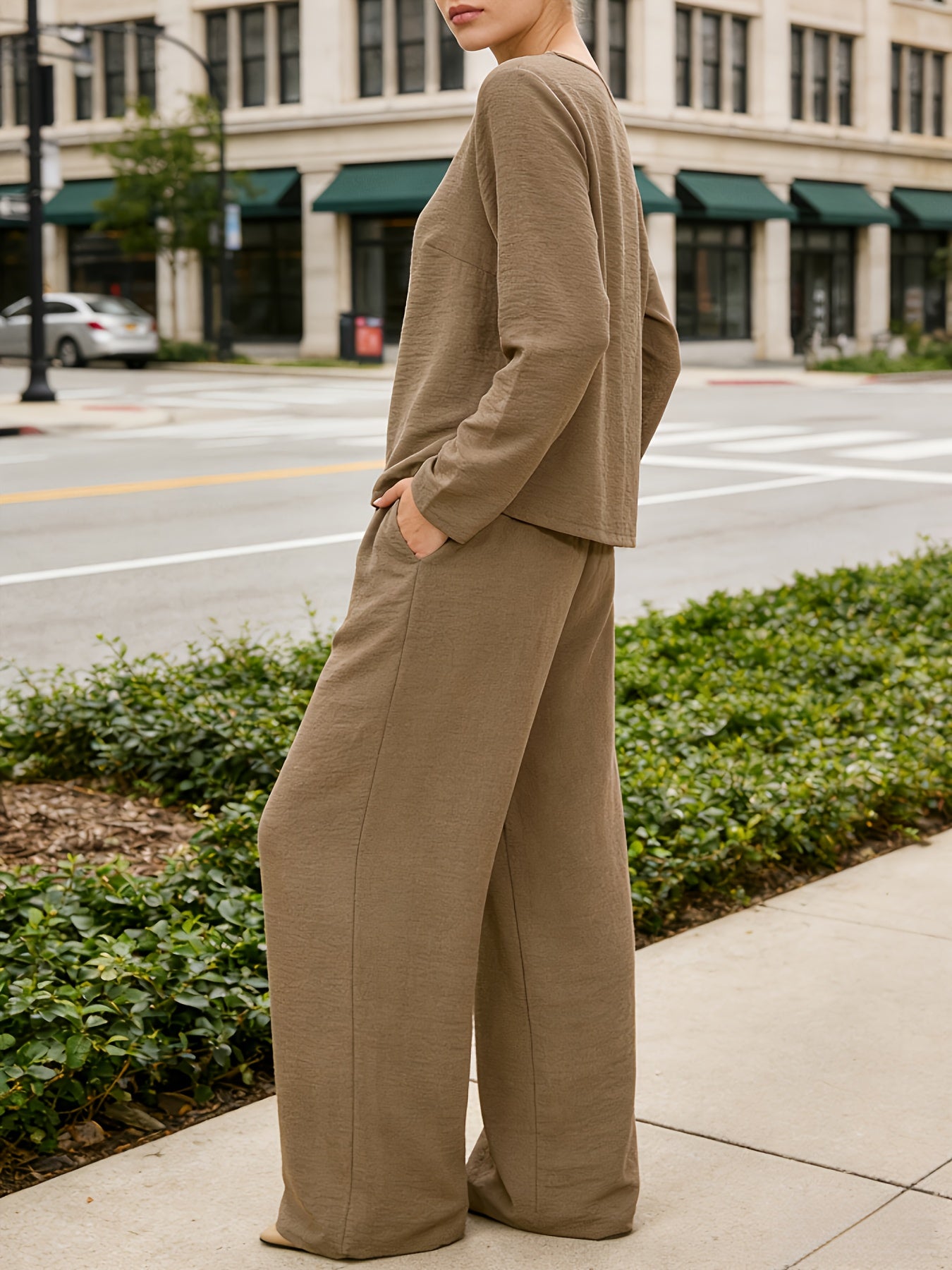 6pcs/3 Sets Fashionable Casual Long Sleeved Spring And Autumn Women'S Set, Solid Color Long Sleeved Top+solid Color Long Pants Set, Suitable For Daily Wear And Vacation In Spring And Autumn