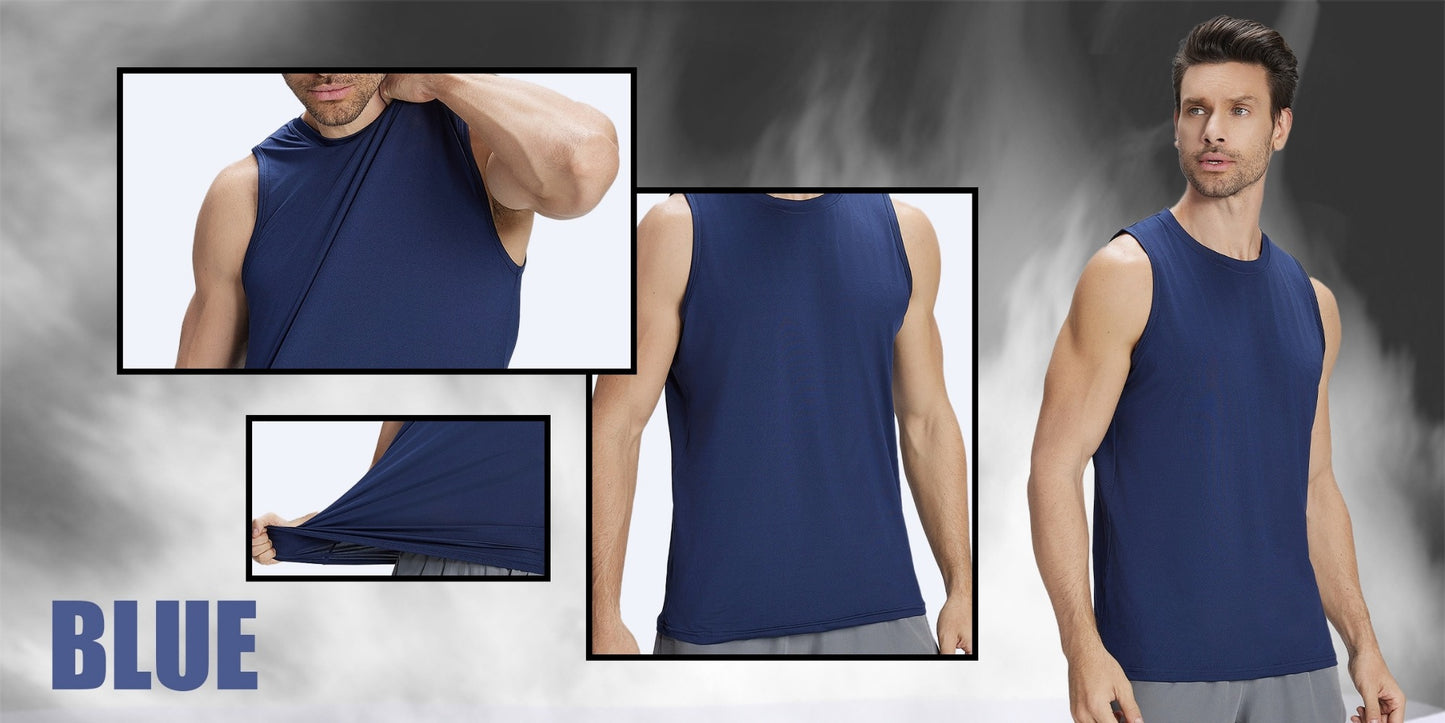 Men's Solid Color Tank Top - Crew Neck Sleeveless
