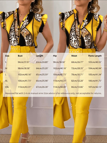 Blue Patchwork Leopard Print Polyester Printed Pants - product view 10