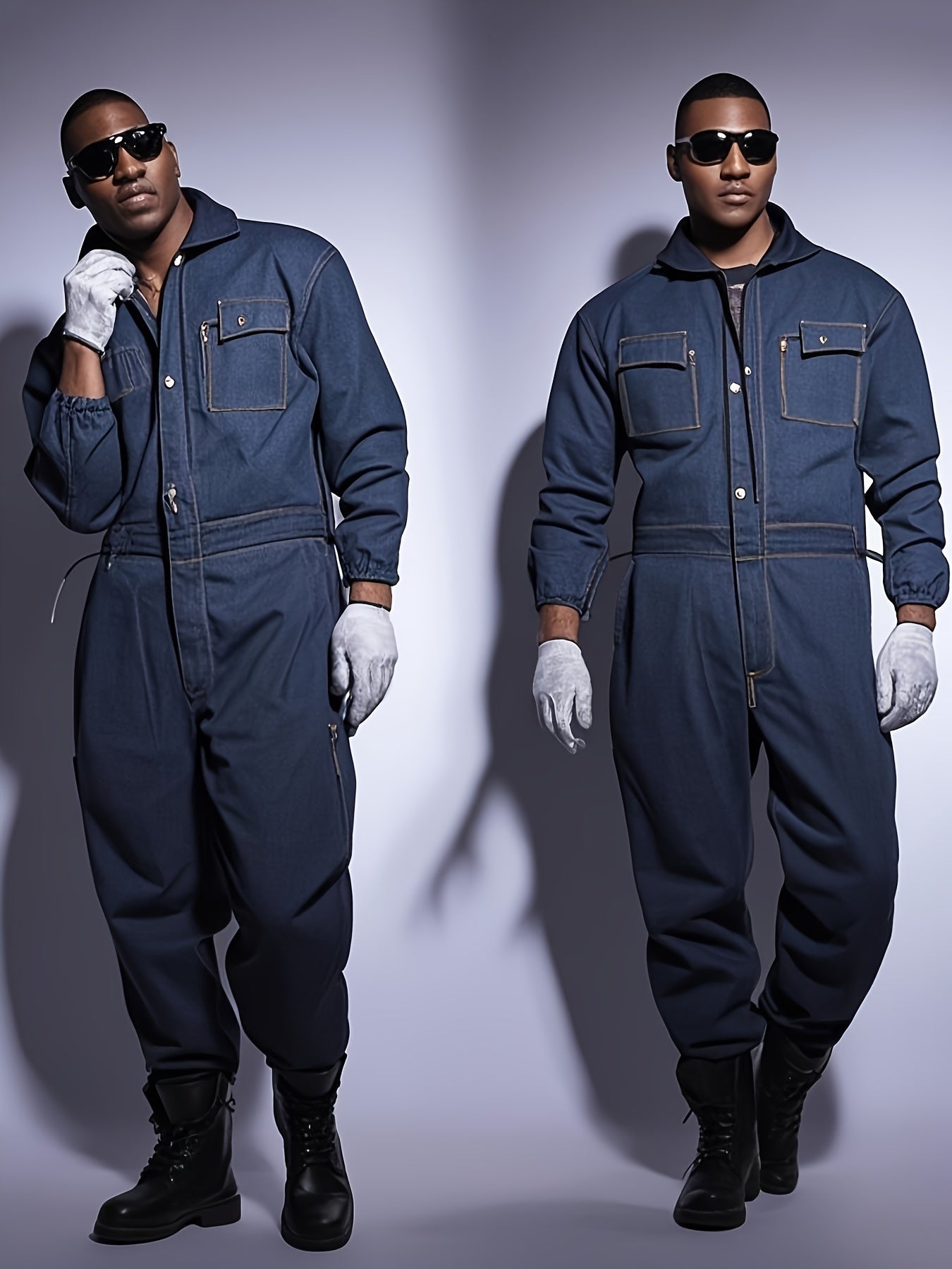 Thick Denim With Multiple Pockets, And Dust-proof Jumpsuit, One-piece Workwear, Suitable For Spring Outdoor Sports And Work, Unisex Style