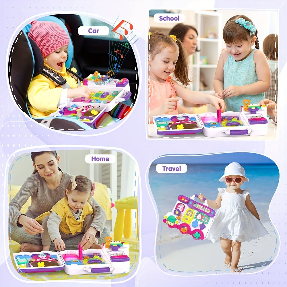 Musical Busy Board Learning Toy - 54 interactive bilingual English and Spanish activities