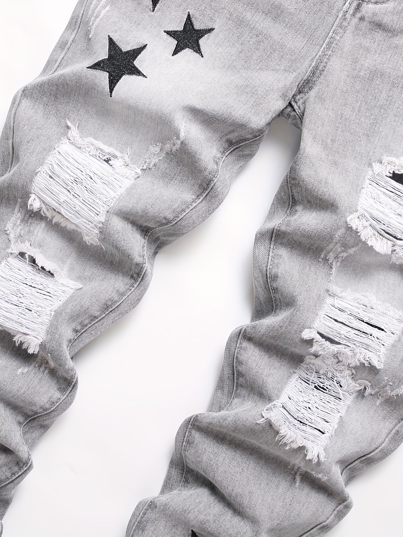 Men'S Torn Denim, Retro Faded Tapered Trousers, Basic Design, Slim Cut, Casual Pants for All Seasons, Ideal for Fall And Winter, Particularly for Christmas, Halloween, And Thanksgiving Presents