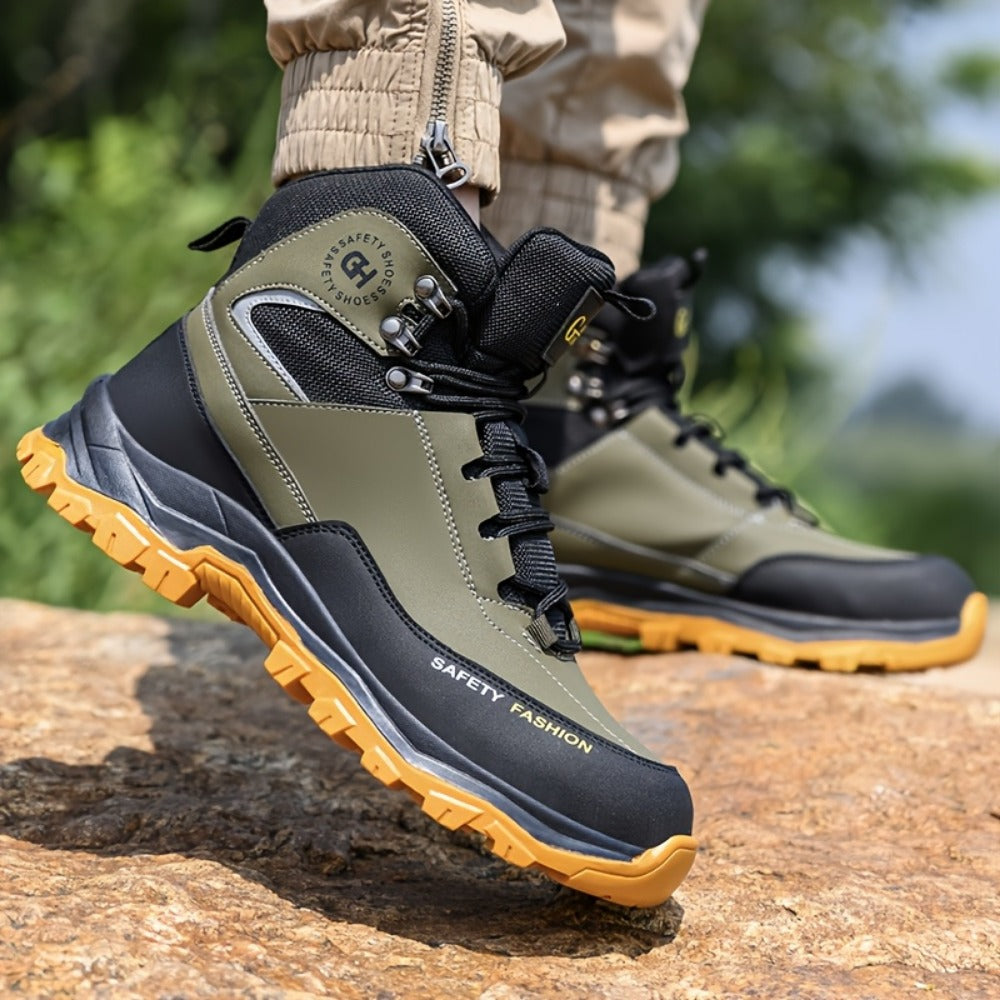 Men's Lace-Up Work-Style Shoes - Reinforced Toe and Rubber Sole