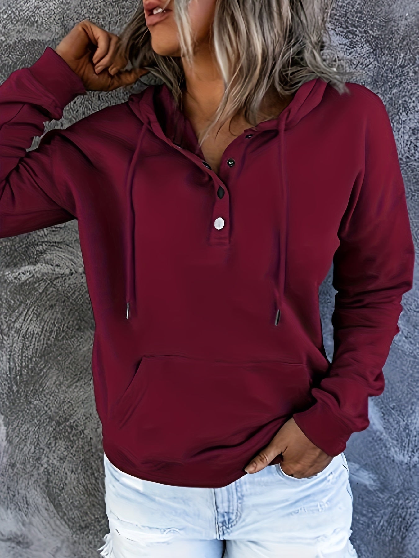 Hoodie for Women Sweatshirt Button Tops Casual Long Sleeve Oversize Pullover