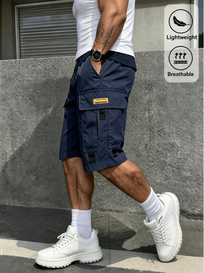 3pcs Men's Cargo Shorts with Multi-Pocket & Drawstring Waist - Lightweight Loose-Fit Shorts Suitable for Outdoor,, Streetwear, Casual Wear - Summer Shorts with Utility Belt for Daily Use and Gift Choice