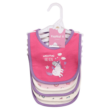 Cotton Baby Bibs 5-Pack - Cartoon Embroidered