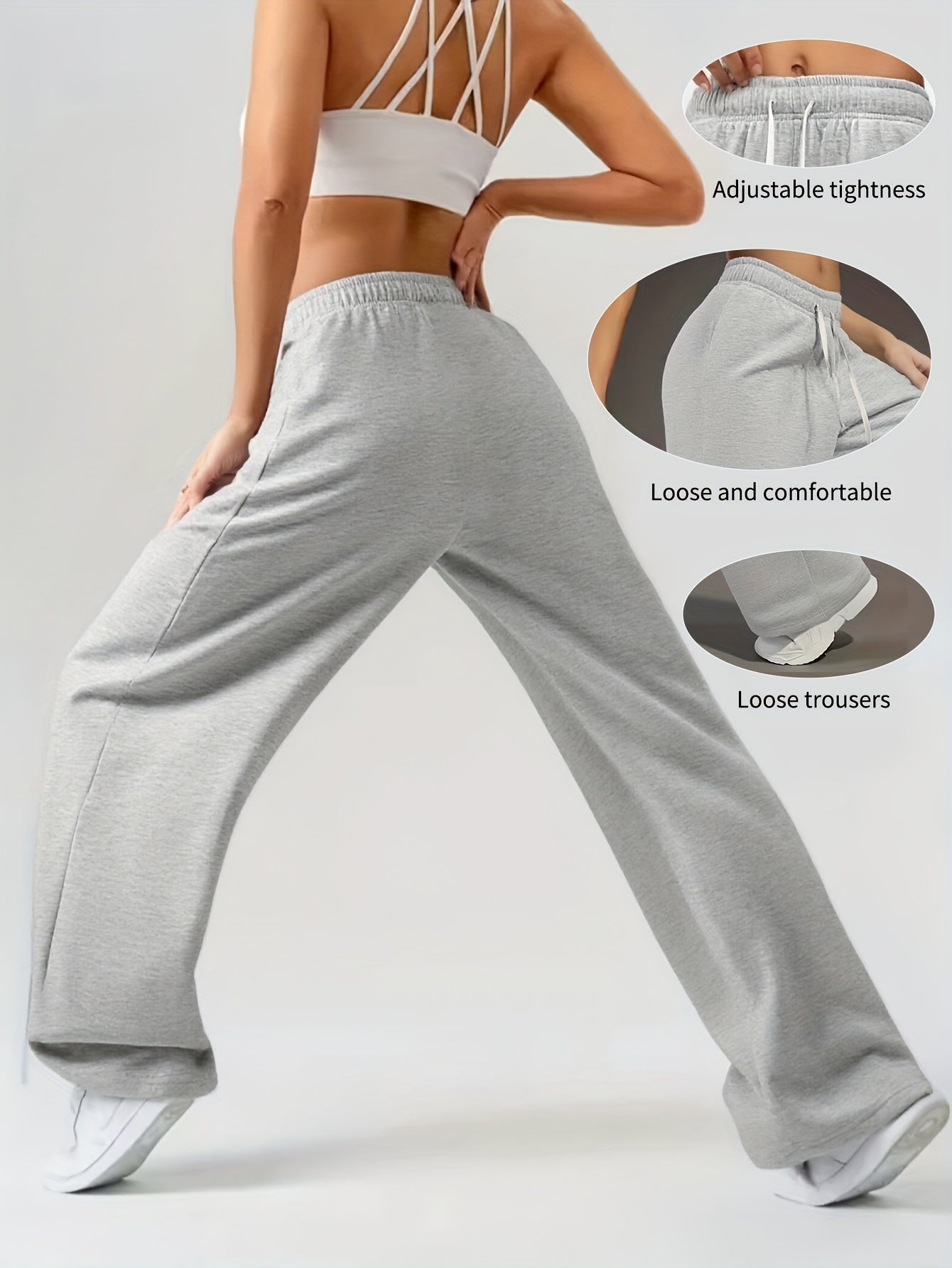 3pcs Spring And Summer Trendy Versatile Long Pants [Soft Joggers] Sizes Run Large, It Is Recommended to Choose One Size Smaller. Women's Soft Joggers - Loose Fit, Elastic Waistband with Drawstring, Double Side Pockets - Machine Washable