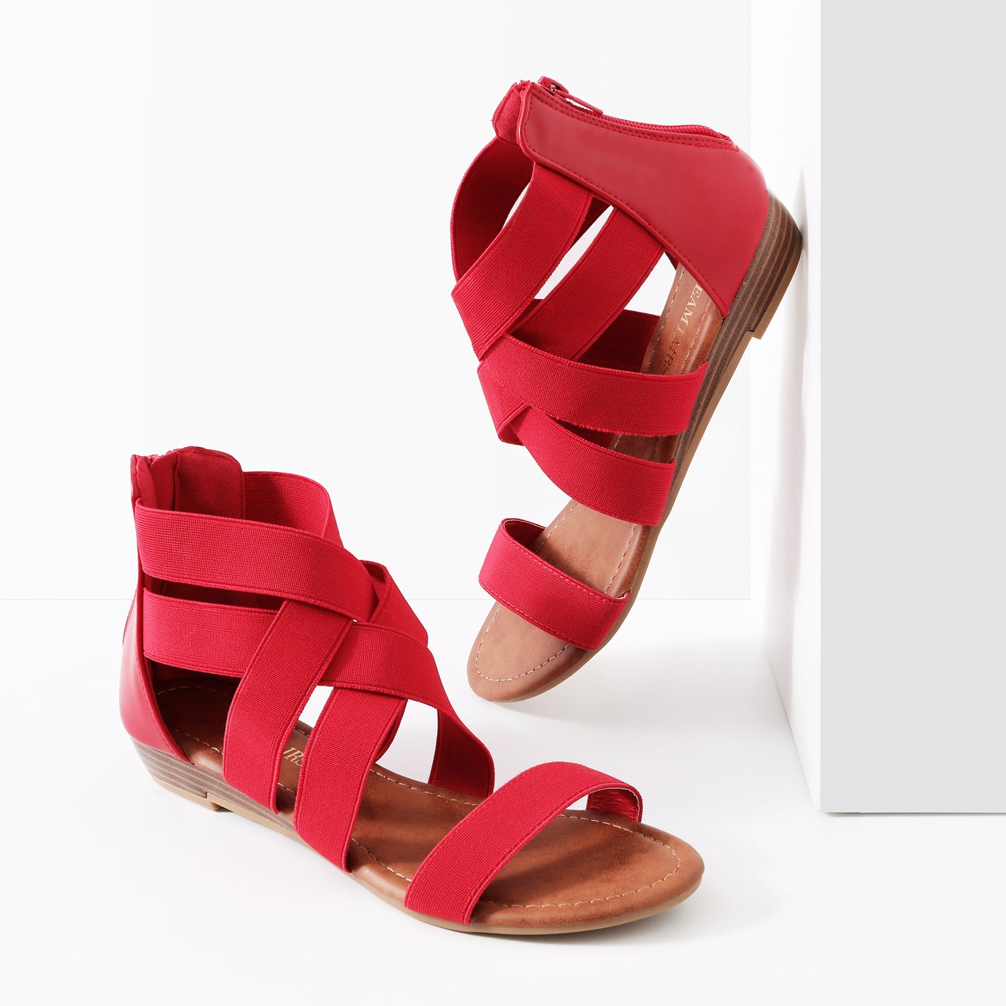 Womens Sandals, Simple Design, Women's Elastic Ankle Strap Low Wedges Sandals, Easy Slip-On, Suitable for Summer Vacation, Dating, Parties, Walking, Comfotrable