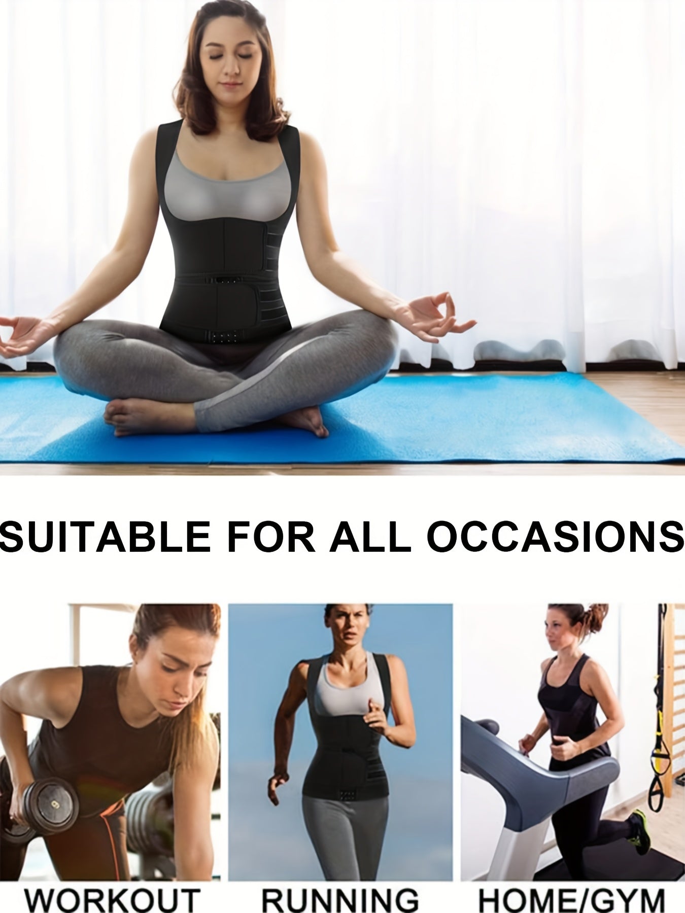 Women's Sauna Sweat Vest Fitness Waist Trainer Body Contouring Belt Tummy Trimmer Shapewear