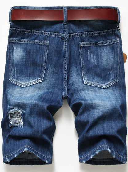 KEEVOOM Men'S Light Blue Washed Gradient Denim Shorts - Summer Casual Slim-Fit Shorts for Outdoor Sports & Trendy Daily Outfits