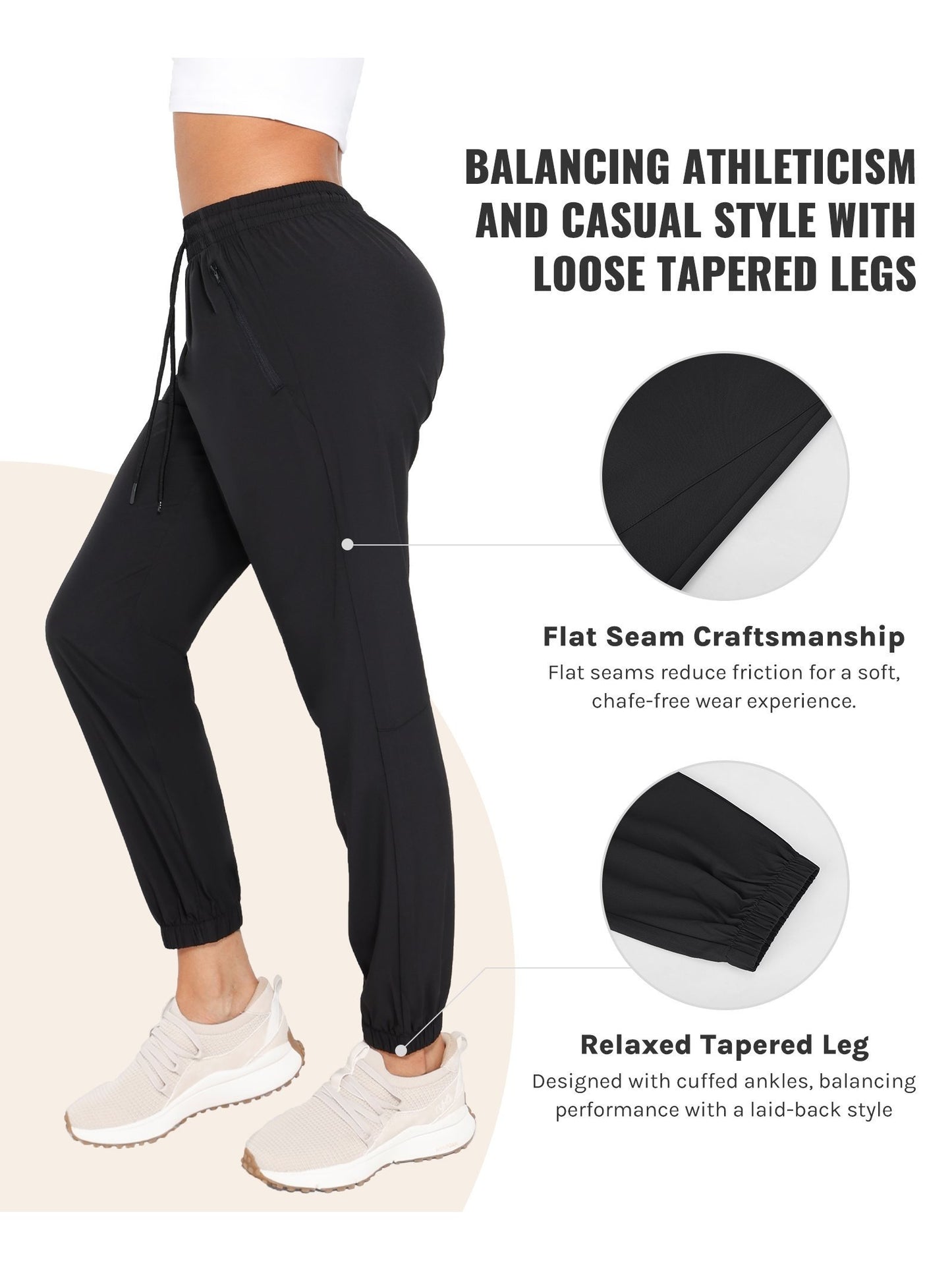 [Three Colors Available]1pc Womens Golf Pants Quick Dry Ultra Light Stretch Pockets Soft Workout Pants for Travel with Inside Drawstrings