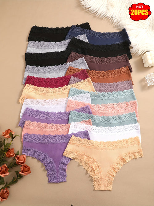 2026 20pcs Lace Triangle Pants, Fashionable, Comfortable, Breathable, Skin Friendly And Soft Underwear, Suitable For Daily Commuting, Women'S Underwear And Underwear Game Day Fan Gear for All Football Fans