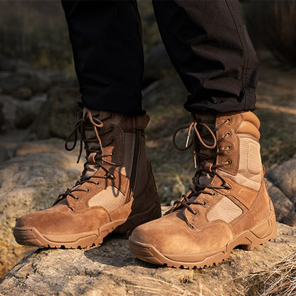 NORTIV 8 Men's Tactical Boot Waterproof Lightweight Comfortable Boots for Work Motorcycle Combat Boots Side Zipper Hiking Outdoor Climbing Activities All Day All Season Christmas Gifts