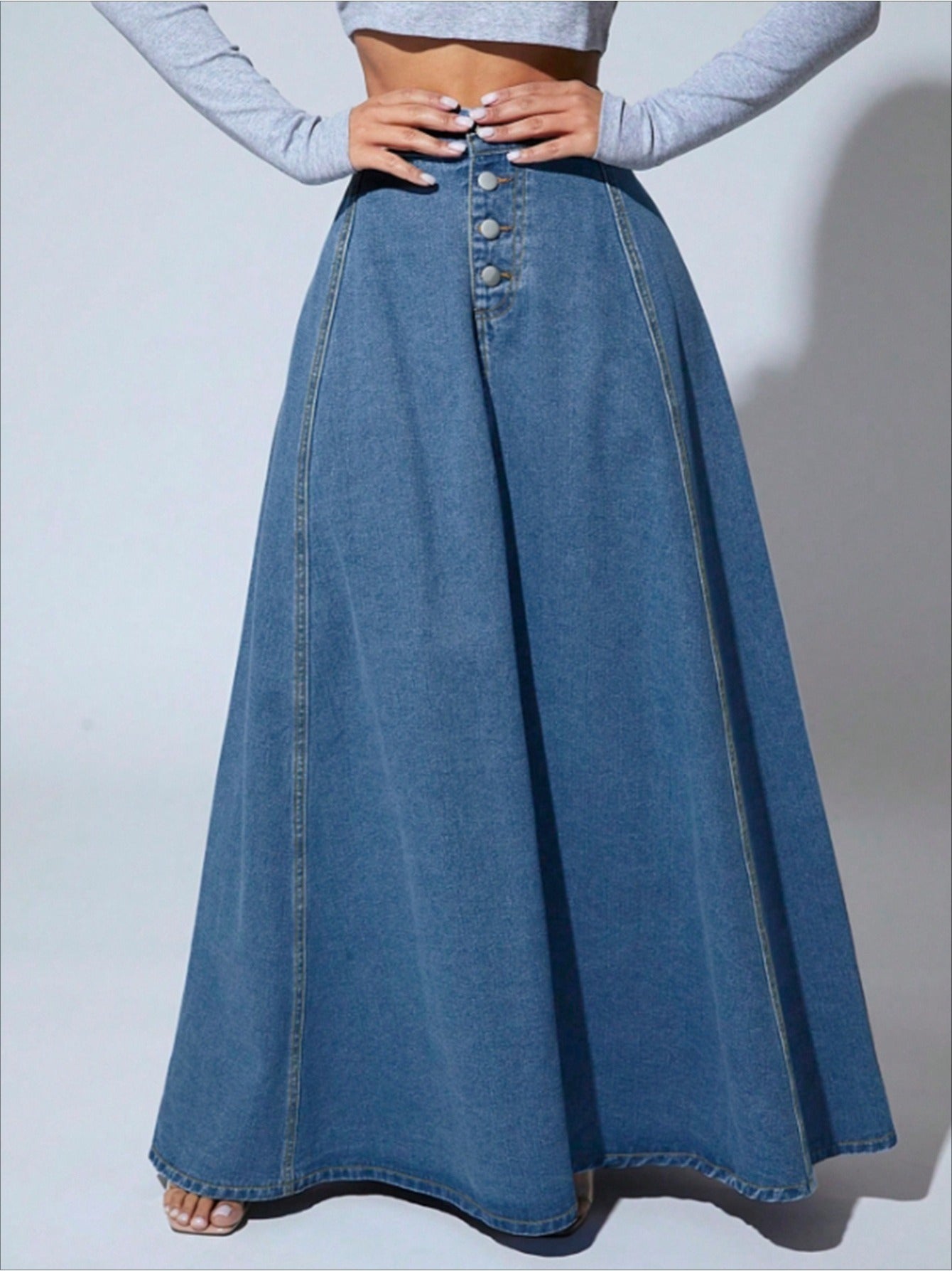 Women's Dark Blue Denim Skirt - product view 11