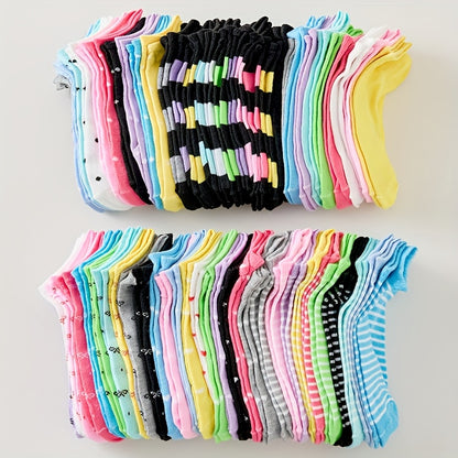 10 Pairs/ 20 Pairs Random Of Candy-colored Socks, Casual And Breathable Low-cut Random Socks, Women's Stockings And Stockings, Long Stockings And Pantyhose, Comfortable, Soft And Breathable.