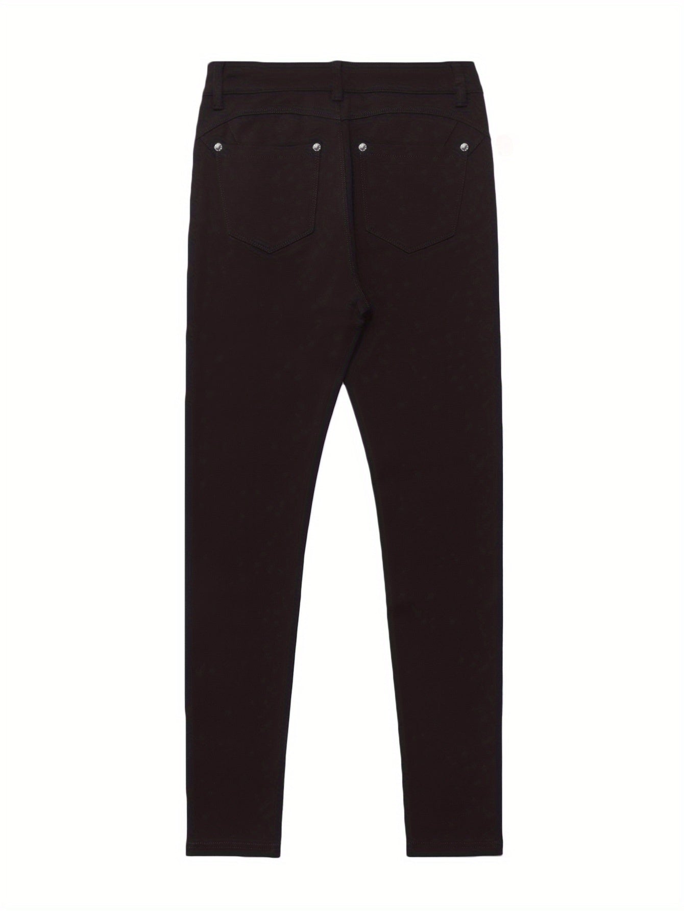Women's Black High-Waisted Skinny Jeans - Stretchy Fabric, Button Accents, Multiple Pockets, Long Length, Casual Street Style, Allseason Pants, Casual Wear|Stylish Highwaist Jeans|Stretchy Fabric