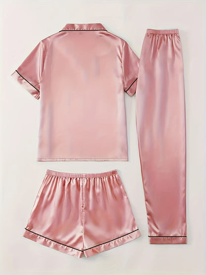 Women's Champagne Satin Short-Sleeve Pants - product view 28