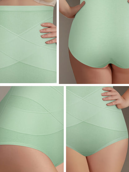 4pcs Plus Size High-Waist Shaping plus-size Panties- Breathable And Comfortable, Designed To Shape Your Figure Perfectly- Featuring A Wide Elastic Waistband For Extra Support, Providing All-Day Comfort