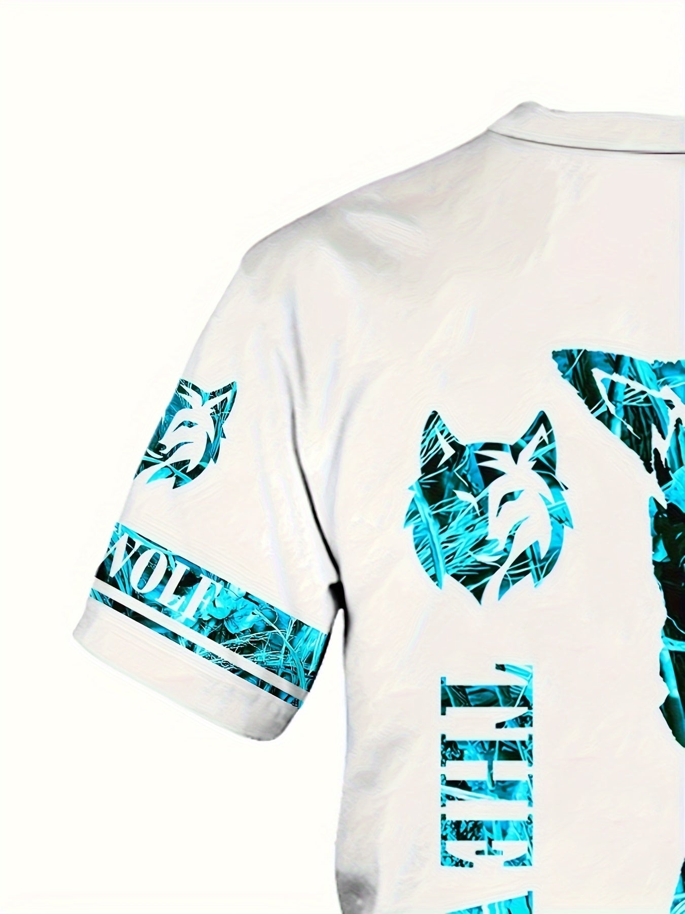 Summer Men's wolf pattern casual round neck short-sleeved T-shirt and shorts 2pcs set, suitable for outdoor activities