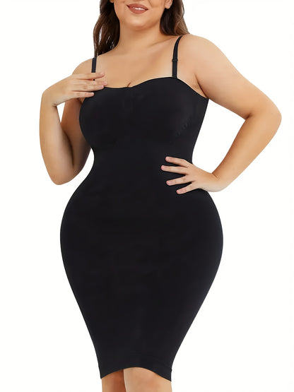 2pcs Women'S Shapewear Petticoat, Removable Shoulder StrapsSeamless Elastic Fabric With Non-slip Strips, Hip Lift, Tummy Tuck And Waist Shape, Women'S Petticoats, Women'S Shapewear Underwear