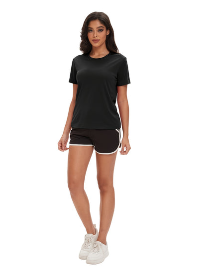 5pcs Of Women's Casual Short Sleeved Breathable Quick Drying S T-shirt, Basketball Outdoor T-shirt