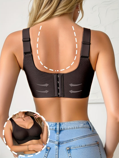 3-Pack Women'S Seamless Full-Cup Bras-Wide Band Design with Soft Wire-Free Support, White/Coffee/Gray-Blue, Everyday Elegance & Versatile Underwear | Non-Removable Padded Full-Cup Push-Up Bras | Smooth Texture & Seamless Craftsmanship | Full-Cup Bra