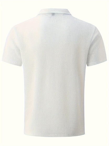 Men's Ice Silky Elastic Solid Short Sleeved Lapel Golf Shirt, Summer Outdoor Cool Polo Shirt T-shirt, Men's Gift