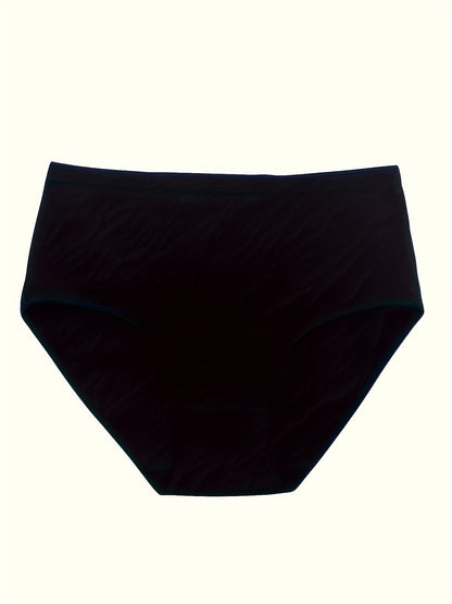 8pcs Of Oversized High Waisted Women's Underwear, 95% 5% Stretch, Breathable, Abdominal Control, Solid Color, Fabric Underwear