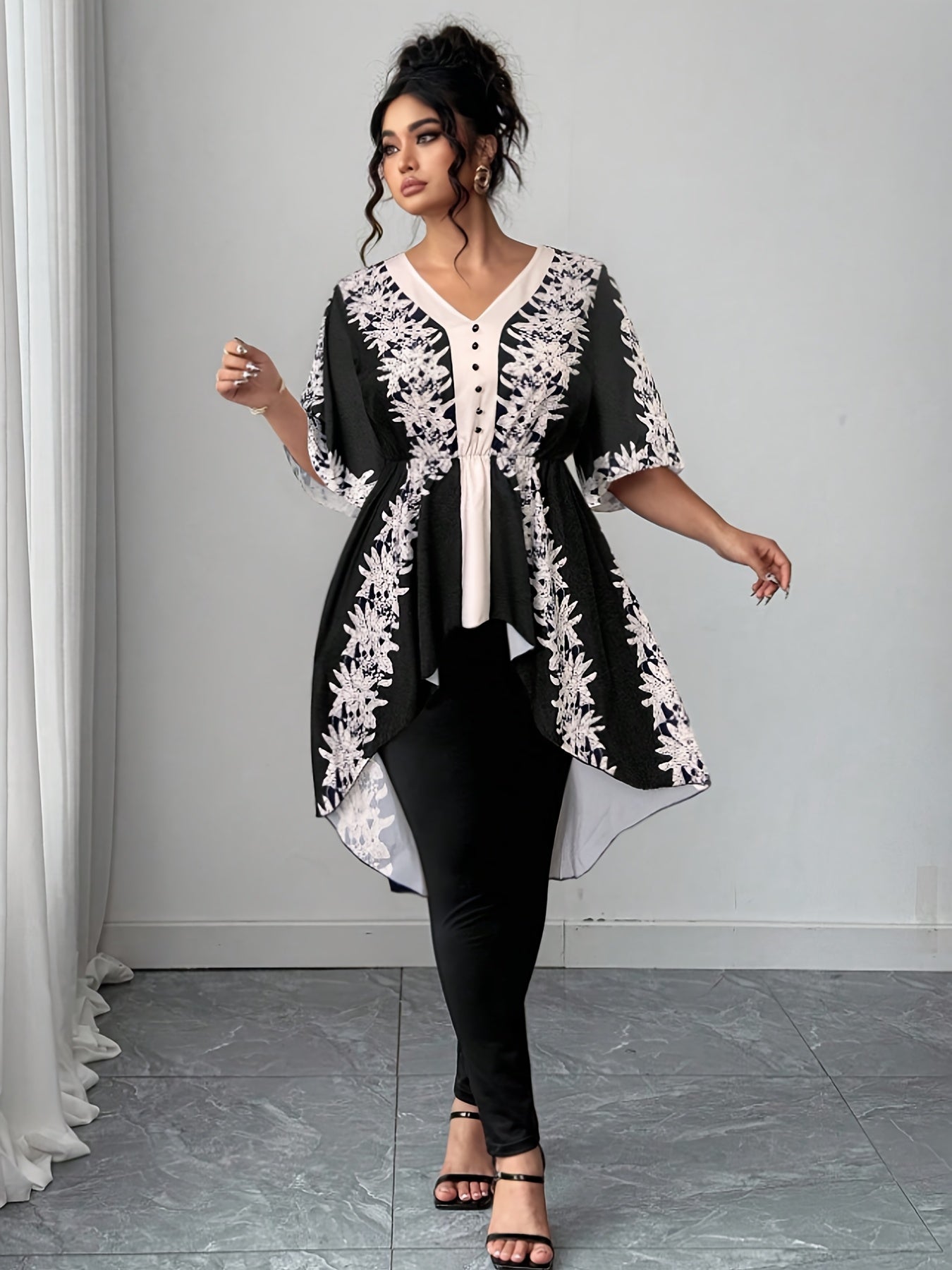 Women's White Polyester Printed V-Neck Dress - product view 28