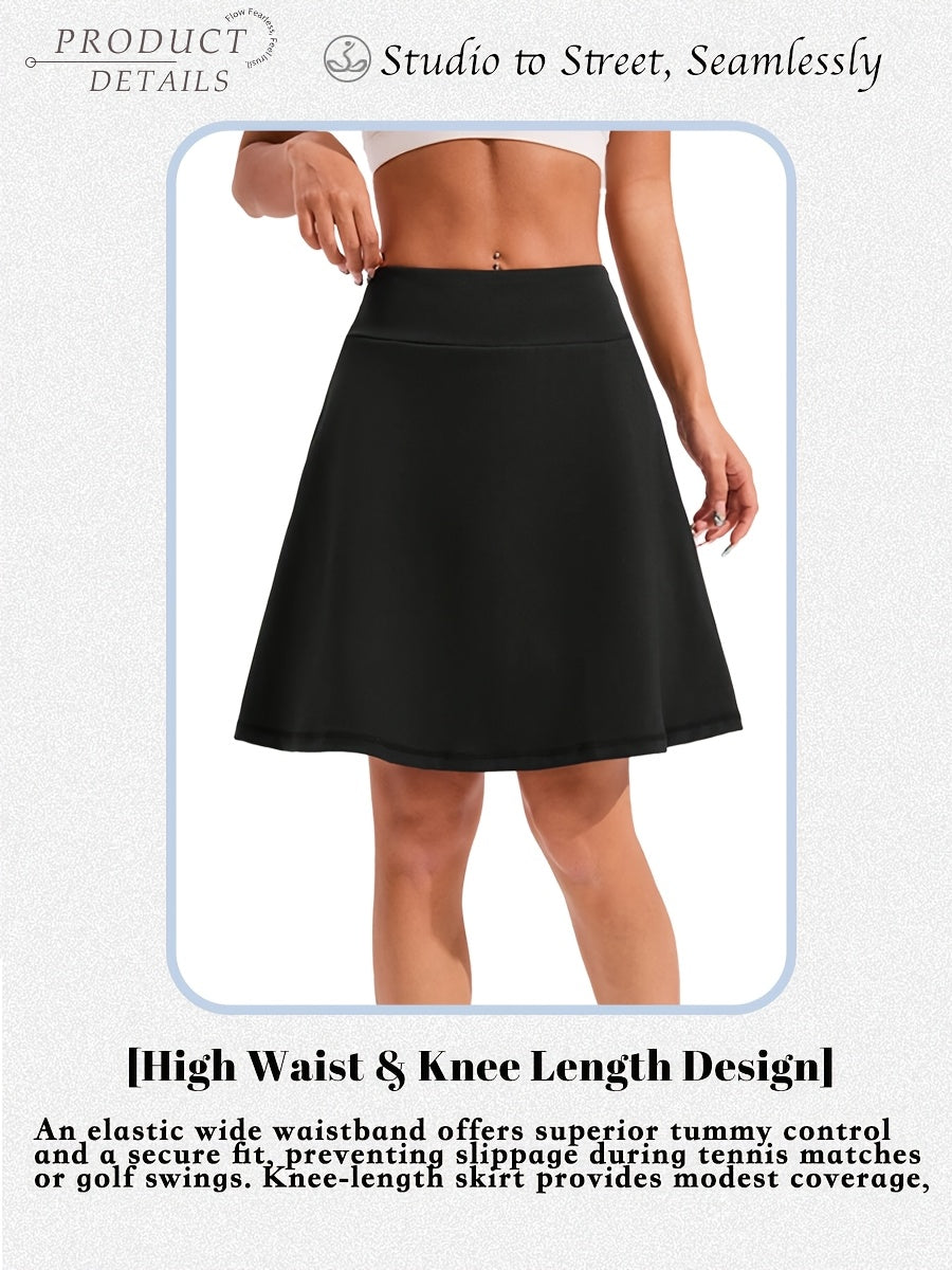 20-Inch Knee-Length Skorts for Women Featuring Five Pockets, High-Waisted Design, Suitable for Tennis And Golf, Long Athletic Skirt with Built-In Shorts