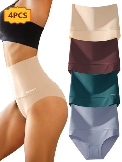 4pcs Seamless High Waisted Triangle Pants, Seamless Abdominal Underwear, Elegant, Comfortable, Skin Friendly And Breathable Underwear, Suitable For Daily Commuting, Women'S Underwear And Underwear
