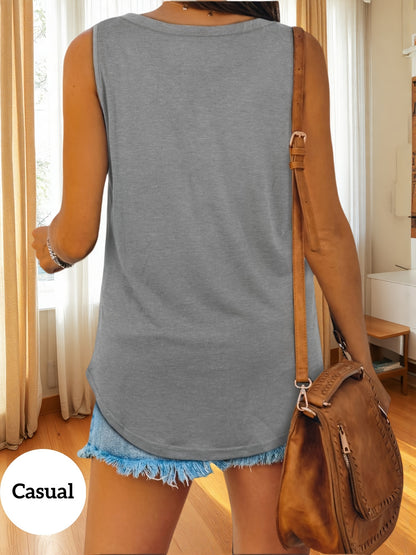 [2 Pack V-Neck Tank Tops] 2 Pack Women's V-Neck Tank Tops - Loose Fit Sleeveless Shirt, Stretchy Material, Comfortable Fit, Fashionable Summer Wear for Beach & Holiday | Daily Casual Tops for Spring, Summer & Autumn | Value Pack