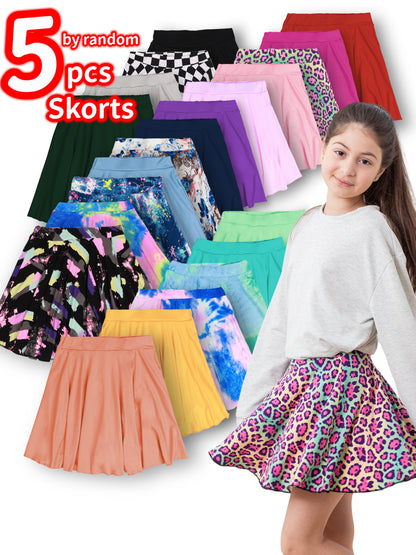 Random 5pcs Girls Skorts for School Back Leggings
