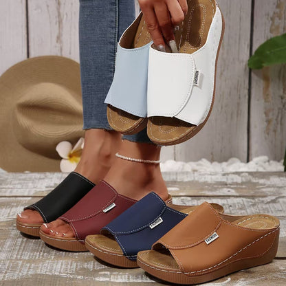 [Wedge Sandals] Women's Wedge Sandals, Open-Toe Slip-On Slippers, Comfortable Platform Casual Shoes for Summer, Women Shoes