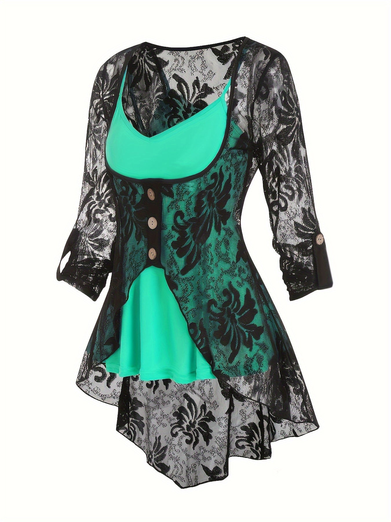 Timeless Plus Size 3-Piece Suit For Women - Lace Button Cardigan + Camisole & Trousers Set, Year-Round Office/Casual/Dinner Outfits 1XL-5XL
