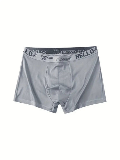 10-pc Men'S Boxer Briefs - Hello Print: Breathable, Soft, And Stretchy, with a Comfortable Mid-Rise Fit. Available in 5 Colors (Yellow, Green, Black, Light Gray, Dark Gray). A Daily Essential, Perfect for Casual Wear And Sports. Trendy