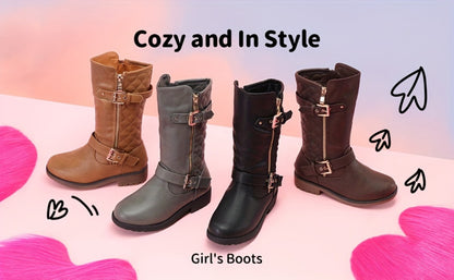 Girls Snow Boots - Non-Slip Sole & Plush Lined 242981