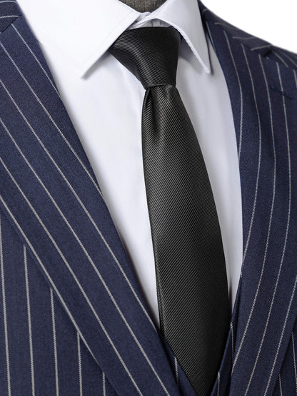 [New Men's 3pcs Suits] 3pcs New Men's Suits - Vertical Striped Suit Jackets, Vests, Pants - Two-button, Suitable for Weddings, Business Banquets, Parties, Daily Wear Valentines Gifts for Men