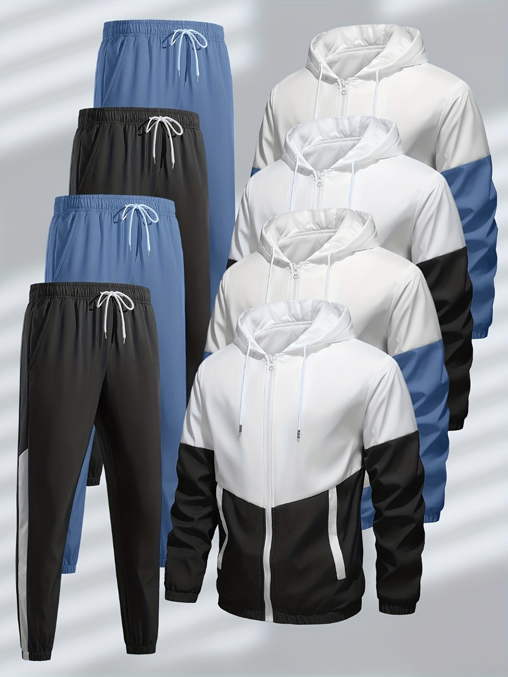 Men's Sportswear Set 8-Piece - Zipper Pocket Styles