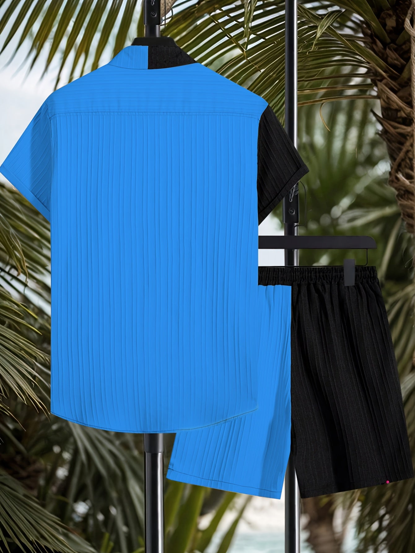 Men's Black + Blue Polyester Shorts - product view 12