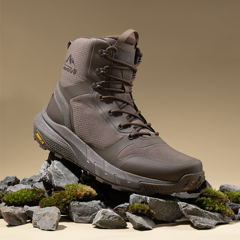 Men's Waterproof Hiking Boots Mid Tactical Boot Comfortable Lightweight Boots for Work All Day Side Zipper Motorcycle Combat Boots Backpacking Trekking