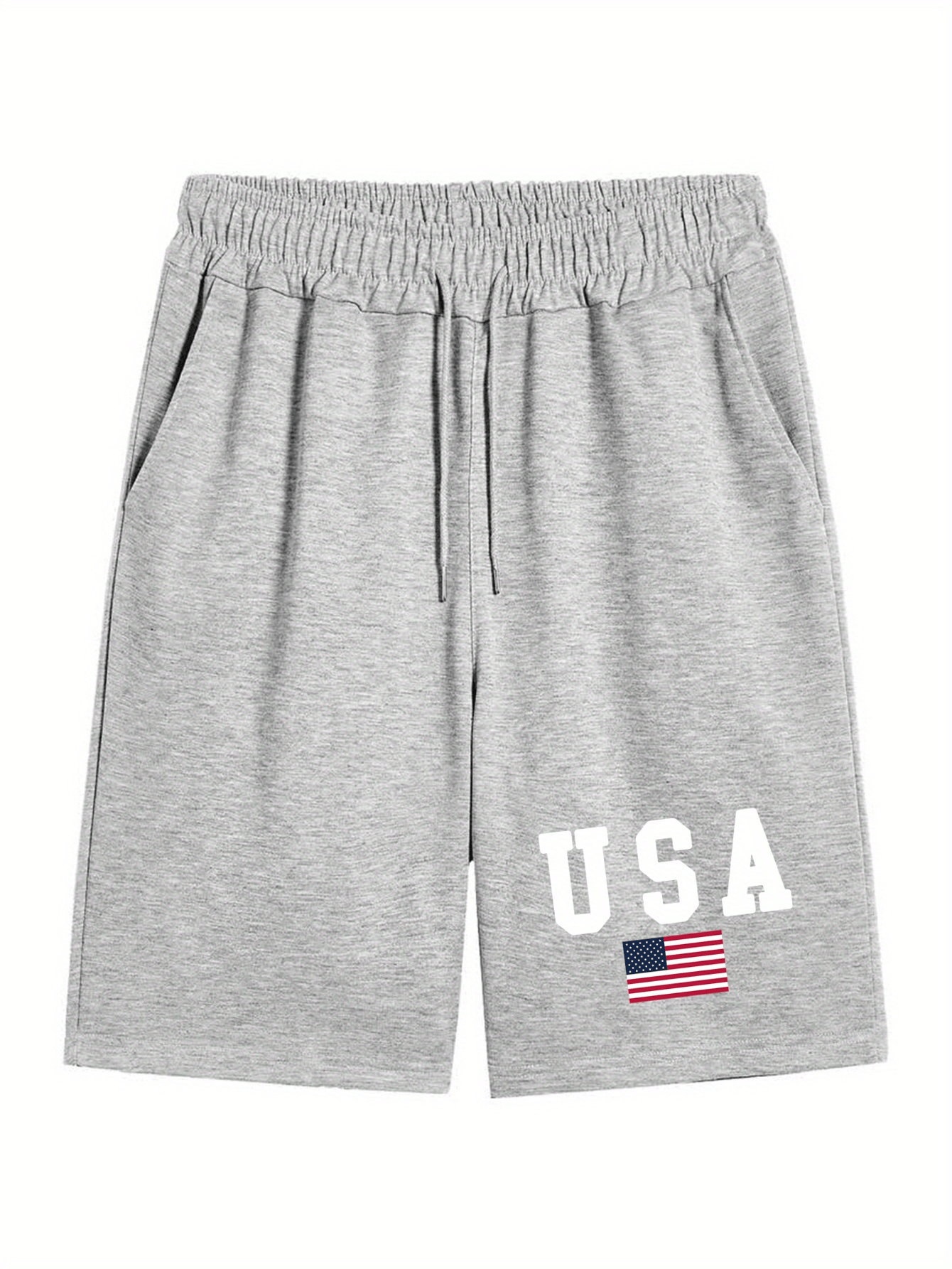 Men's Printed Drawstring Flat Front Solid Color Spring Summer Sports Shorts