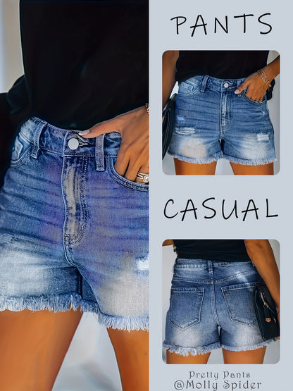 Women's Sea Blue Denim High-Waist Denim Shorts - product view 3