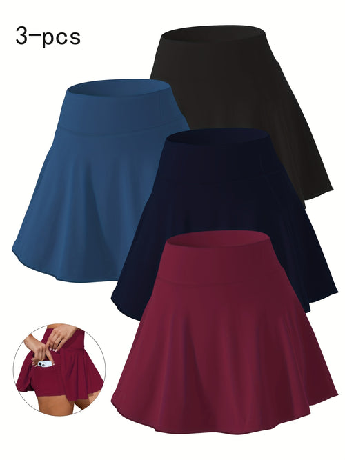 4 Pack Women's Plus Size High Waist Culottes - Flattering A-Line Silhouette, Non-Slip Waistband & Deep Side Pockets | Skirt-Pants Hybrid for Work, Casual, Date, Travel | Summer Stretchy Mid-Stretch Fabric (Black)